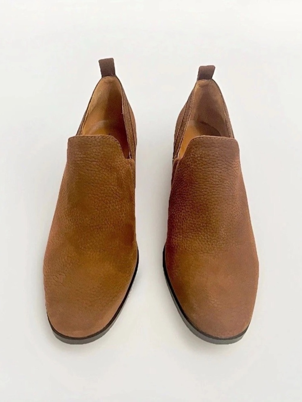 Lucky Brand Wedge Vennia Brown Nubuck Leather Heeled Slip-On Bootie